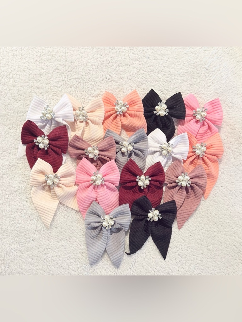 16 Pairs of Hair Ties with Imitation Pearls | Pack of 32 Fabric Tweezers New